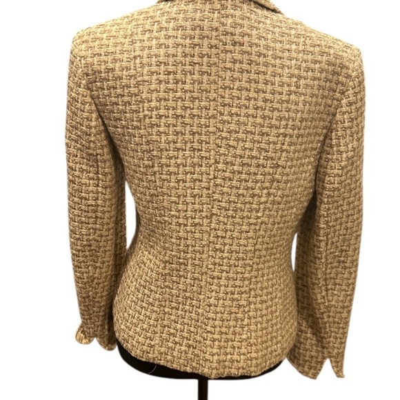 Talbots Cream and Tan Metallic Basketweave‎ blazer in EUC size 4. - Picture 5 of 7